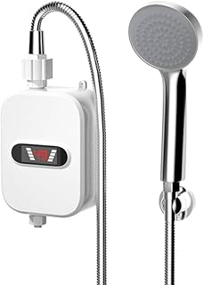 Drumstone (𝗦𝗽𝗲𝗰𝗶𝗮𝗹 𝟱 𝗬𝗲𝗮𝗿𝘀 𝗪𝗮𝗿𝗿𝗮𝗻𝘁𝘆) Mini Tankless Water Heater with Shower Nozzle – 3500W, Instant Heating, Energy Efficient, Safe & Durable for Kitchen, Bathroom, and Showers