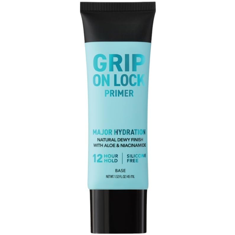 Grip On Lock Water-Based 12-Hour Face Primer, Hydrating, Aloe Vera, Niacinamide, 1-Pack
