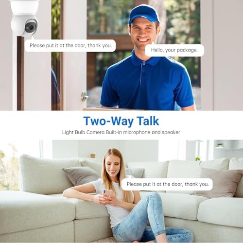 Light Bulb Security Camera, 2.4G/5GHz WiFi 2K Security Cameras Wireless Outdoor Indoor,Bulb Cameras for Home Security,AI Human Detection,Siren Alarm,2 Way Talk,Color Night Vision,Compatible with Alexa — view 7