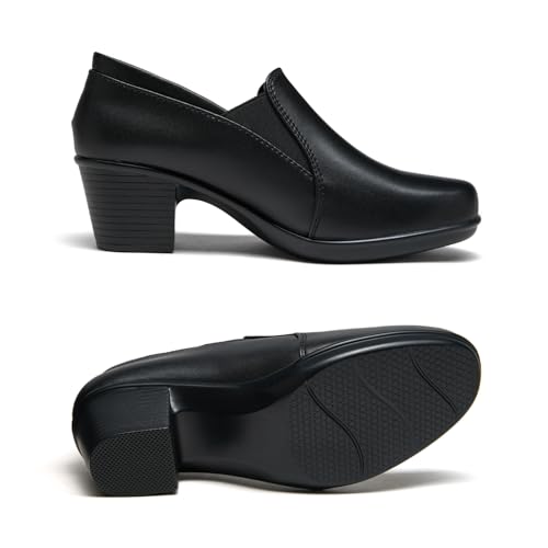 Women's Dress Shoes 2024 - Low, Comfortable Heeled Loafers with Chunky Block for Work, Casual and Office Business. Slip-on Pumps2