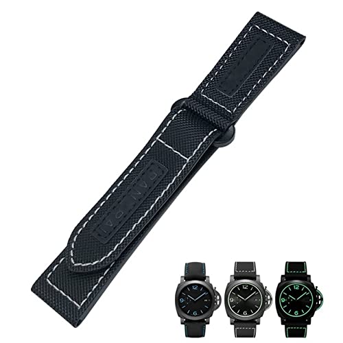 DAVNO Cinturino in tessuto di nylon da 24 mm adatto per Panerai Luminor PAM01118 441 cinturino in vera pelle nera blu tela, 24mm, agata