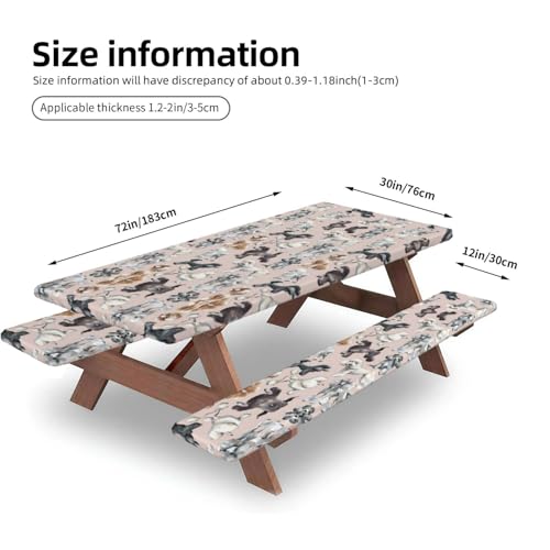 Mantel de mesa para camping con fundas de banco y estampado de caniches 5
