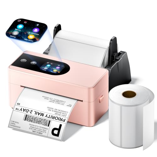 Image of Phomemo PM64D Touchscreen Thermal Label Printer with 500 Pcs Labels,Pink