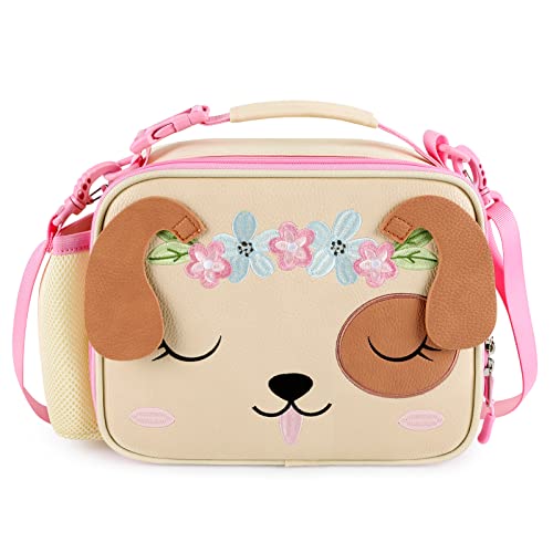 Mibasies KLB0070DOG2 Kids Lunch Bag For Girls Leather Insulated Lunch Box cover