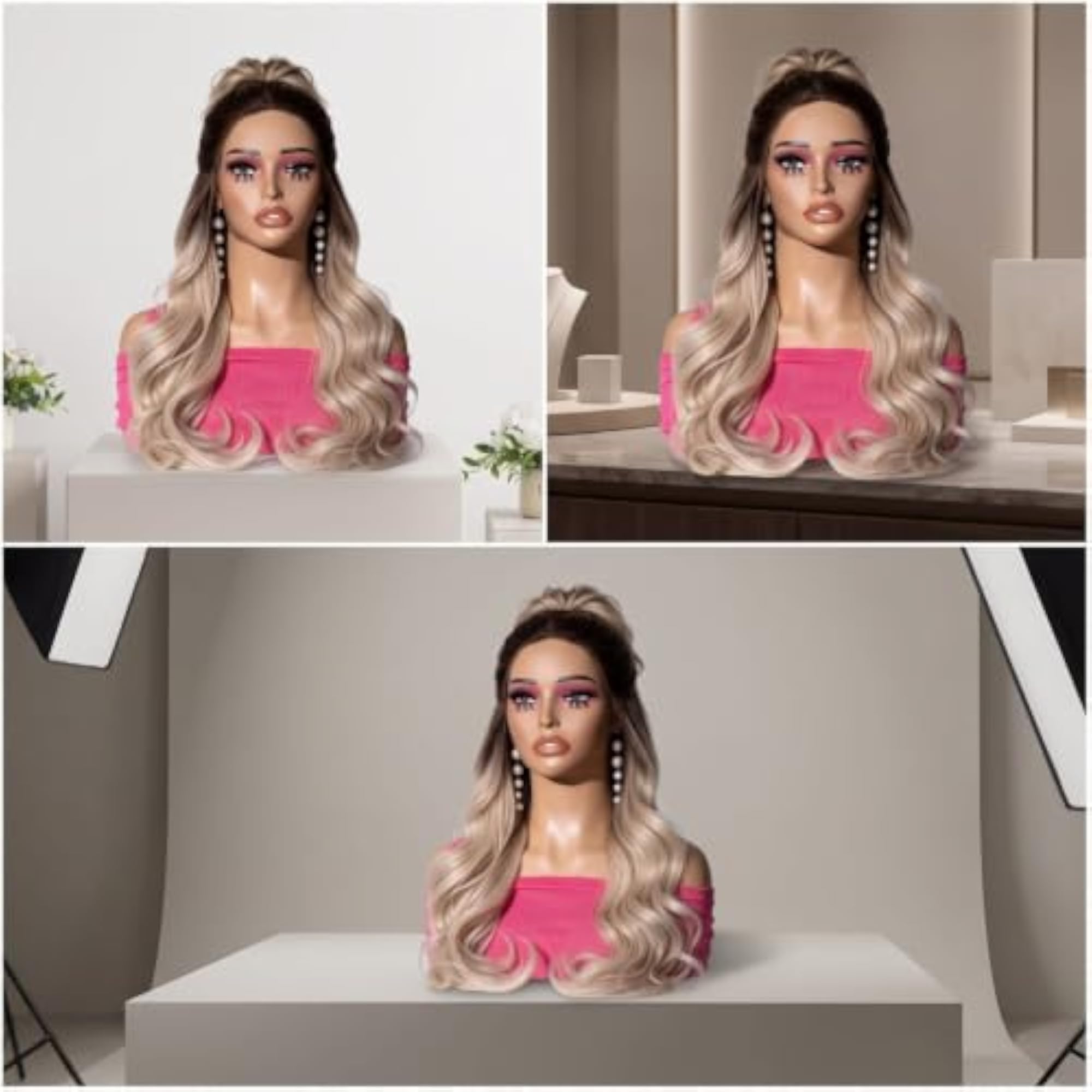Realistic Makeup Head with Shoulders Display Model