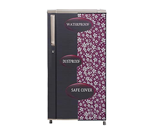 Image of Nitasha Waterproof & Dustproof Fridge Cover for LG 190L 3 Star Single Door Refrigerator - Blue Plumeria Design | Protective Fabric with Top Pockets for GL-B201ABPD