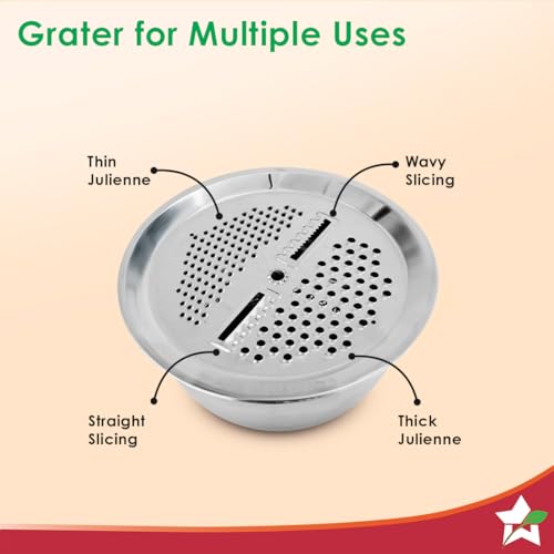 Image of Wonderchef Modena Stainless-Steel Bowl with Strainer, Grater | Multi-Slot Lid for Fine /Coarse Grating | Food-Grade, Non-Corrosive, Sturdy | Anti-Skid | 1-Year Warranty