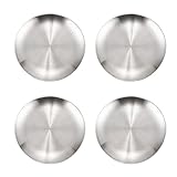 CAASFOOY EdelstahlRundes Geschirr,EdelstahlCampingTeller, Edelstahlrunden Geschirr,Metall-Speiseteller,Edelstahl Camping Teller Set,für Picknick, Camping,Küche,Party, Wandern4 Stück 20 CM