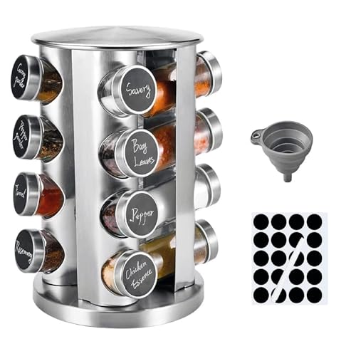 Portaspezie girevole acciaio inox 16 barattoli 130 ml