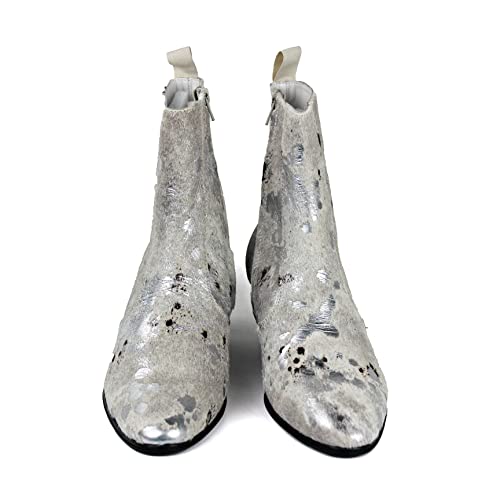 Image of OSSTONE Men Chelsea Ankle Boots Leather Pony Hair Leopard Boot with Side Zipper Casual Heel Dress Boots JY054-US-R