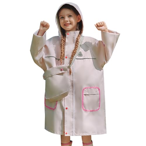 Image of Fewlby Kids Raincoat Toddler Poncho Windbreaker Waterproof Rain Jacket with Magical Water-Reactive Patterns for Boys Girls