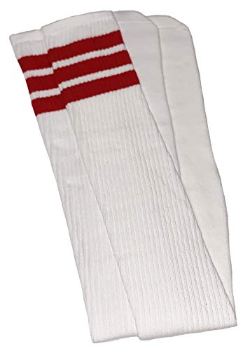 Chaussettes montantes Oldschool Femme blanc et rouge de sport 35 inch Skater Socks