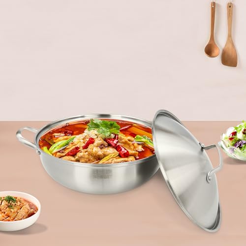 Wok en acier inoxydable avec couvercle et poêle induction - 3
