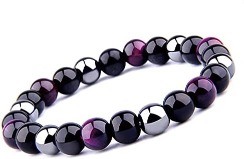 KIOMOY Triple Protection Bracelet For Protection Bring Luck And Prosperity Hematite Black Obsidian Tiger Eye Stone Bracelets (Stone-CS-CTP)