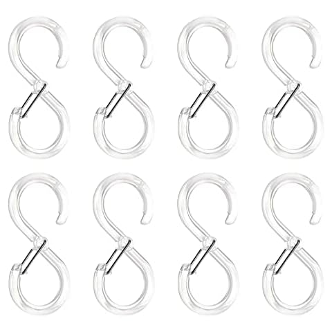 8 Pcs S Hooks Safety Buckle Hook Hanging Hooks for Hanging Pots and Pans Plants Clothes(Transparent) Cover
