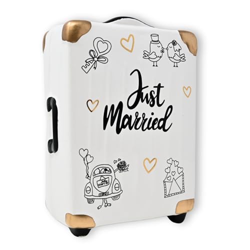 damaloo Tirelire Mariage – Valise Just Married – Cagnotte Mariage – Boîte à Épargne – Boîte à Monnaie – Coffre à Économies – Cagnotte Lune...