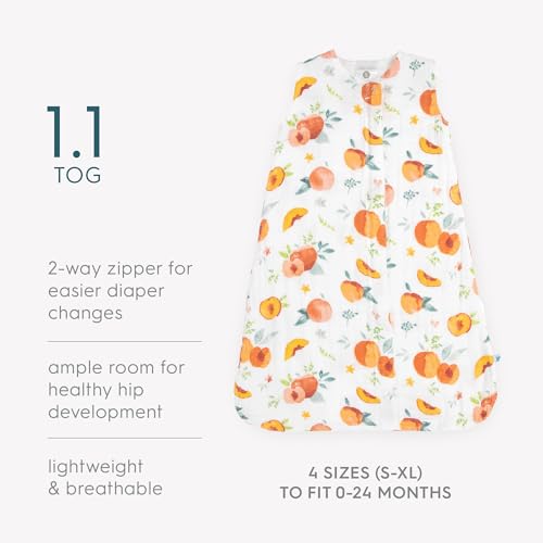 Image of Little Unicorn 0-6 Month Premium Muslin Sleep Sack 1.1 TOG | Soft & Breathable Muslin Cotton for safer sleep | 2 way zipper (Georgia Peach)