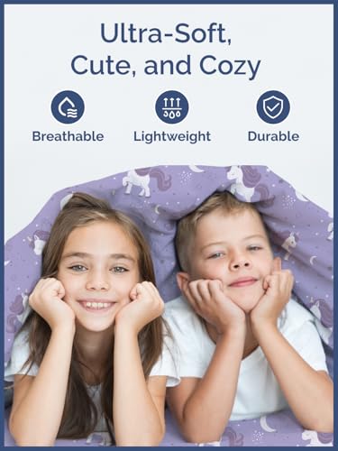 Image of Kids Full Unicorn Purple Bed Sheets - 4 Piece Kids Unicorn Purple Sheet Set | Unicorn Purple Themed Bedding, Ultra-Soft, Cute & Cozy, Breathable & Machine Washable, Bed Set for Boys, Girls & Teens, Comfy