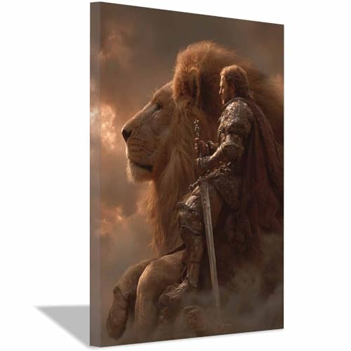 Peinture murale lion sur toile haut de gamme 70x100cm marron