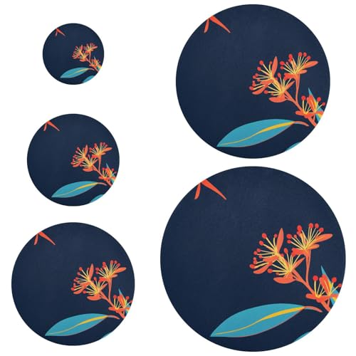 5 fundas elásticas reutilizables y lavables en 5 tamaños para almacenamiento de alimentos para una frescura duradera (flores minimalistas, color naranja y azul marino)