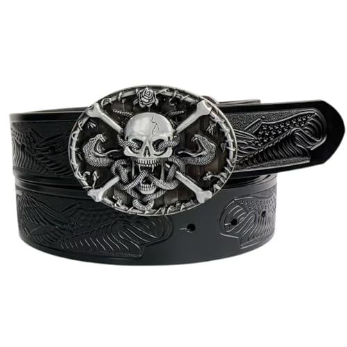 Women's Black Belt Skull Western Cowgirl Belt for Jeans and Halloween4