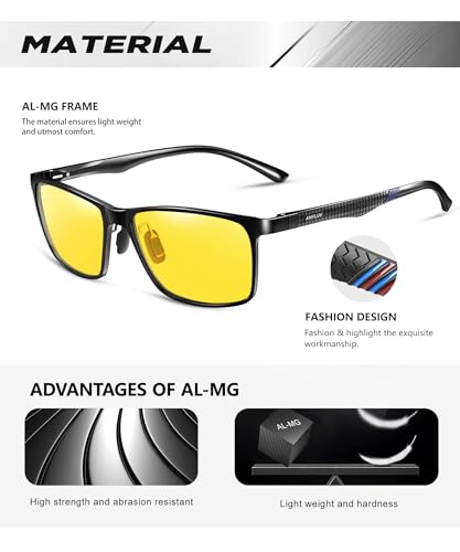 Image of ANYLUV Polarized Sunglasses for Men Rectangular Classic Al-Mg Metal Frame Sun Glasses Mens Sunglasses with UV Protection