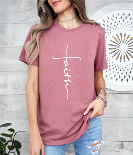 Faith Shirt - Christian Women's T-Shirt with Cross and Scripture, Inspirational Clothing for Easter and Faith2