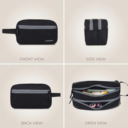 Image of Wooum Polyester Toiletry Bag for Men & Women, Travel Pouch for Toiletries Shaving Kit & Cosmetics, Water Resistance Pouch for Travel Accessories, Organizer Travel Pouch for Make Up, Black