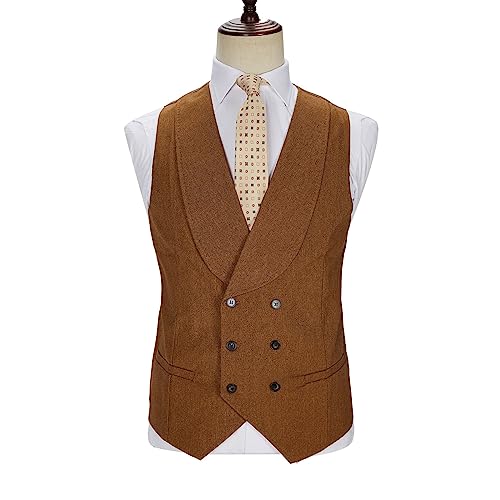 Men’s 3 Piece Suit Solid Two Button Slim Fit Peak Lapel Tuxedo Set for Wedding Business Party Blazer Vest Pants Set3