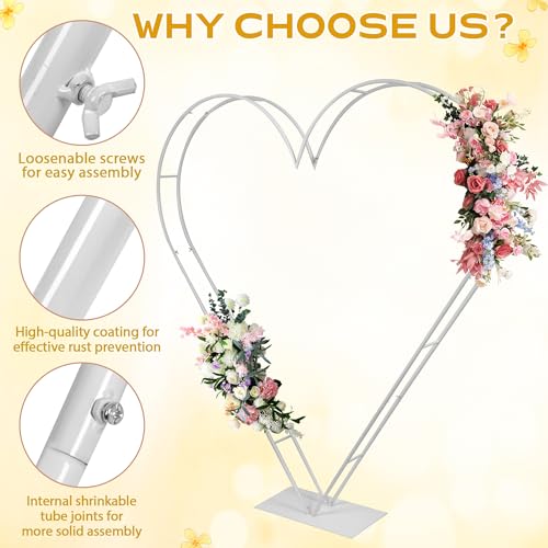 Support de toile de fond double en métal blanc de 2,1 m pour arches de ballons de cérémonie - 4