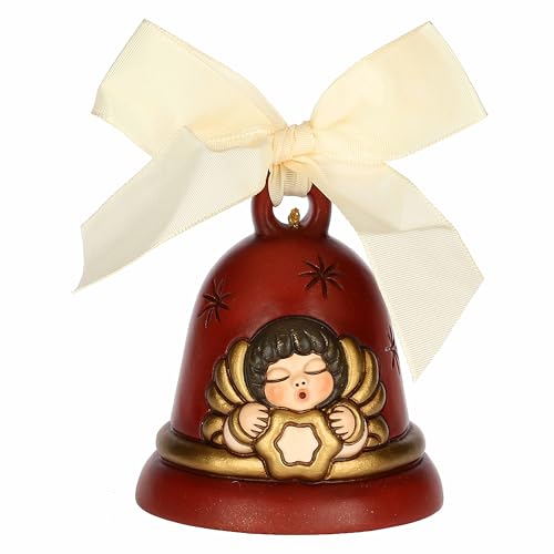 THUN, Campanella con Angelo in Ceramica, Collezione Magia del Natale, Campanella Limited Edition 2024 da Collezione, Idea Regalo per Natale, 7,1 x 7,1 x 7,8 cm, Color Rosso