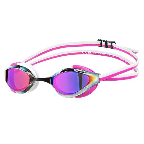 Image of ARENA Unisex Python Racing Swim Goggles for Men and Women Anti-Fog No Leak Max Comfort Dual Strap, Mirror /Non-Mirror Lens