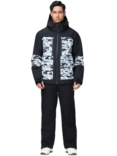 YEEFINE Men\'s Ski Suit Two Piece Insulated Snowboard Snow Jacket and Pants Set Waterproof Snowsuits Winter Outdoor Sports