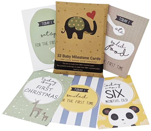 the lazy panda card company 32 Eco Friendly Baby Milestone Made from Recycled Material