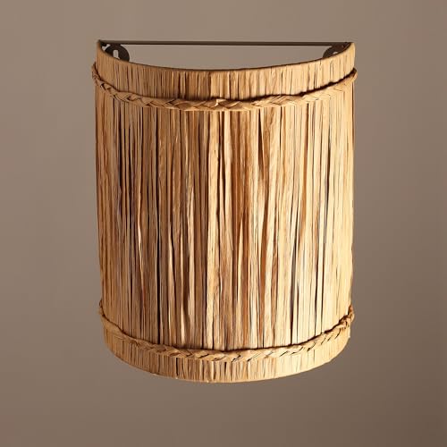 Image of Habere India-All the Cultures Fabricating India Bamboo Wall Lamps | Cane and Rattan for Living Rooms | Cafe Lights | Raffia Wall Lamp | Lamps for Bedroom (Medium: L25 x W13 x H30 cm)