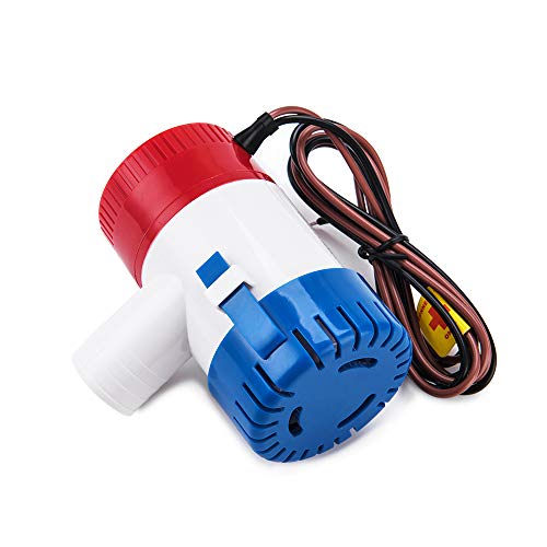Dontmiss Submersible Boat Bilge Water Pump 12v 1100gph Non-Automatic Marine Electric Bilge Pump for Ponds, Pools, Spas Silent, Boat Caravan RV Submersible(Outlet Diameter: 1 1/8\")