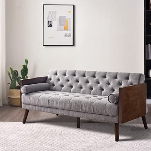 Ebello 70 Inch Futon Sofa Bed, Convertible 2 In 1 Love Seat Sleeper Sofa With 2 Throw Pillows, Soft Chenille Tufted Folding Couch Sofa For Small Space Living Room, Bedroom, Apartment, Office, Gray #TOP5
