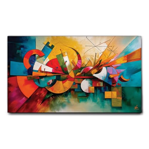 Giallobus - Quadro - 17 - Città astratta - Tela Canvas Telaio Standard - 140x80 - Pronto da appendere - Quadri moderni per la casa