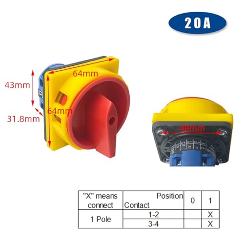 Interruptor de cambio de leva LW26GS-20A YMW26 con 4 terminales 1P 2