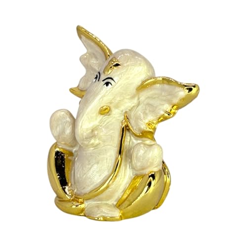 Image of Pearl White Flying Ganesha | Divine Ganpati Idol for Car Dashboard, Travel,Office & Home Temple,Devotion | Symbol of Prosperity,Protection, Blessings & Success | Height 2.3 Inch