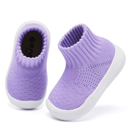 Image of Eashi Baby Boy Girl Non-Skid Indoor Infant Walking Shoes Breathable Warm Elastic Sock Shoes with Memory Sole Protect Toes Outdoor Sneakers