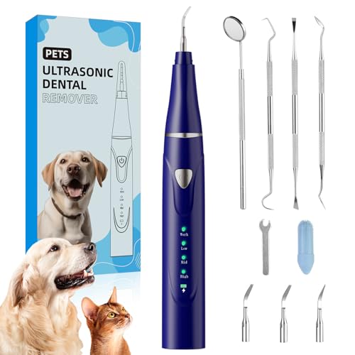 Psytpusa Dog Plaque and Tartar Remover——Dog Teeth Cleaning Kit?Dental Scraper for Tartar and Plaque 3 Cleaning Moder USB Charge Remover for Teeth with LED Light(Blue 01)