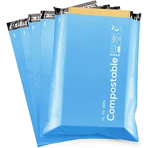 10x13 inch Blue Biodegradable Shipping Bags,50 Count Compostable Poly Mailers with Eco Friendly Packaging Envelopes Supplies Mailing Bags Cover