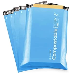 12×15.5 inches Blue Biodegradable Shipping Bags,50 Count Colorful Compostable Poly Mailers with Eco Friendly Packaging Envelopes Supplies Recyclable Mailing Bags