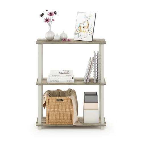 Image of Furinno TURN-S-TUBE Storage Shelves, 3-Tier Book Shelf, Corner Shelf, Toolless Open Shelves, for Organization and Storage, Living Room, Garage, Home Office, Sonoma Oak