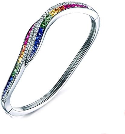 Daesar Ladies White Gold Bracelet 18K Round 3.57ct Ruby Bracelet 0.39ct Diamond Bracelet Bangle Cuff Bracelet Silver