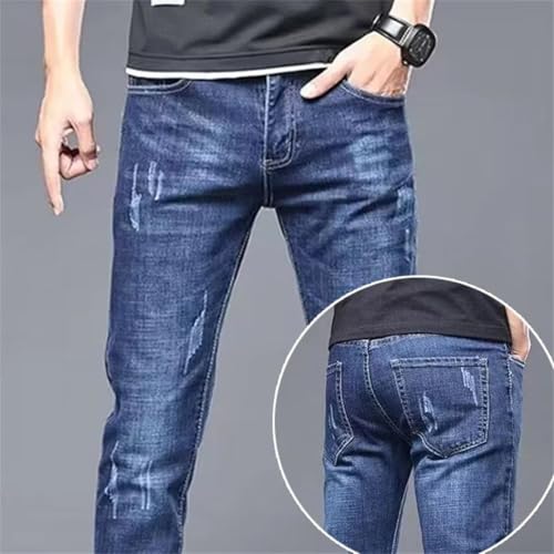 Men's Classic Business Jeans Wear Pants Middle-Waist Leggings Denim Trousers3