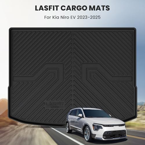 Image of LASFIT Cargo Mat for Kia NIRO 2026 2025 2024 2023 (Fit EV & Hybrid) | Not Fit PHEV, All Weather TPE Custom Fit Cargo Trunk Mat Accessories, Black