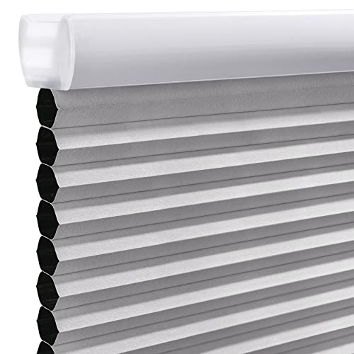 MiLin Cordless Cellular Shades Blinds for Windows Shades for Home Cordless Cellular Blinds Pull Down Honeycomb Shades - Blackout Grey 20" W x 64" H