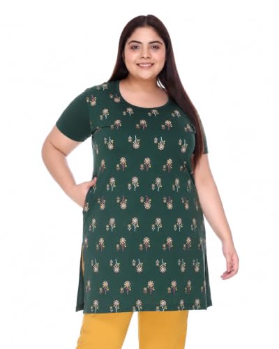 Image of In Love Women's Plus Size Printed Cotton Long-Line T-Shirt with Pocket | Cotton fabric - soft longline T-shirt with easy plus-size fit